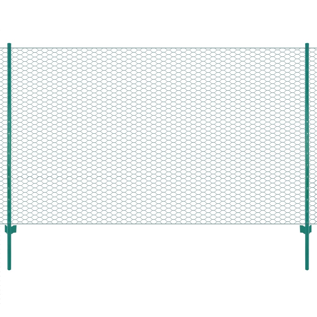 Gard din plasă de sârmă cu stâlpi, verde, 25 x 1,5 m, oțel