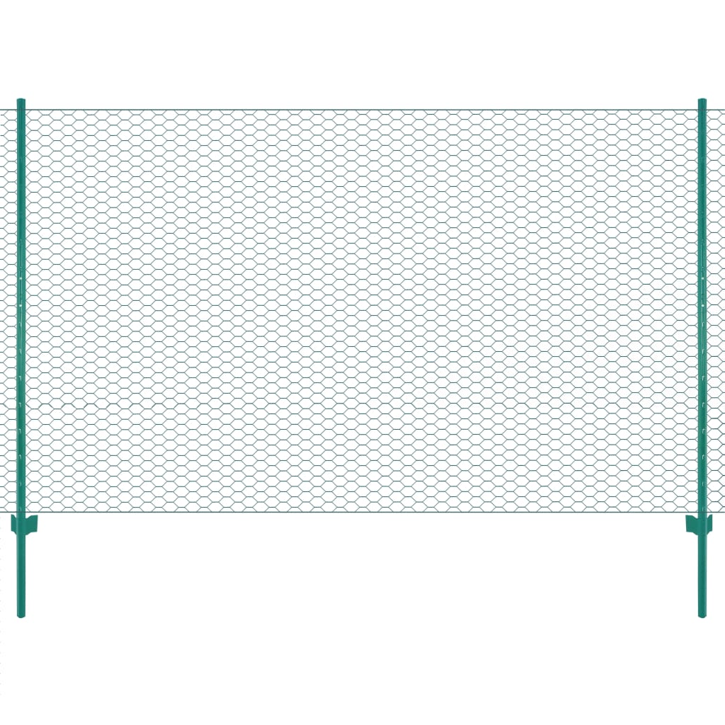 Gard din plasă de sârmă cu stâlpi, verde, 25 x 2 m, oțel