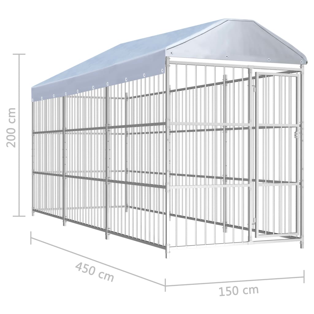 Padoc pentru câini de exterior, cu acoperiș, 450x150x200 cm