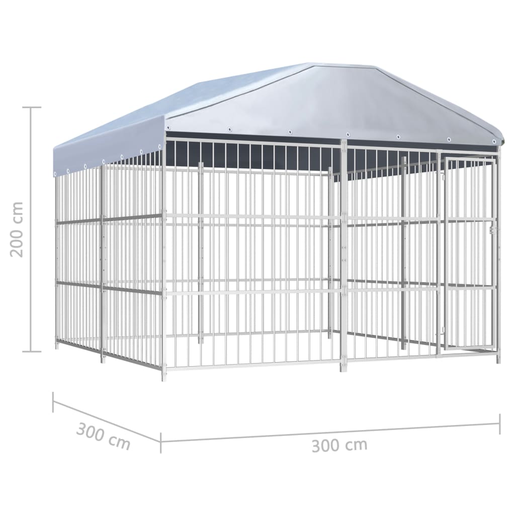 Padoc de exterior cu acoperiș pentru câini, 300x300x200 cm