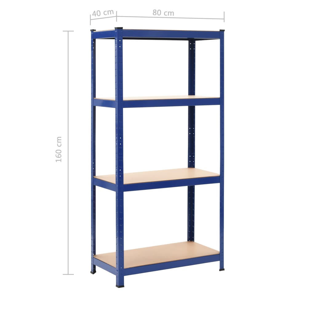 Rafturi depozitare, 2 buc., albastru, 80x40x160cm, oțel și MDF