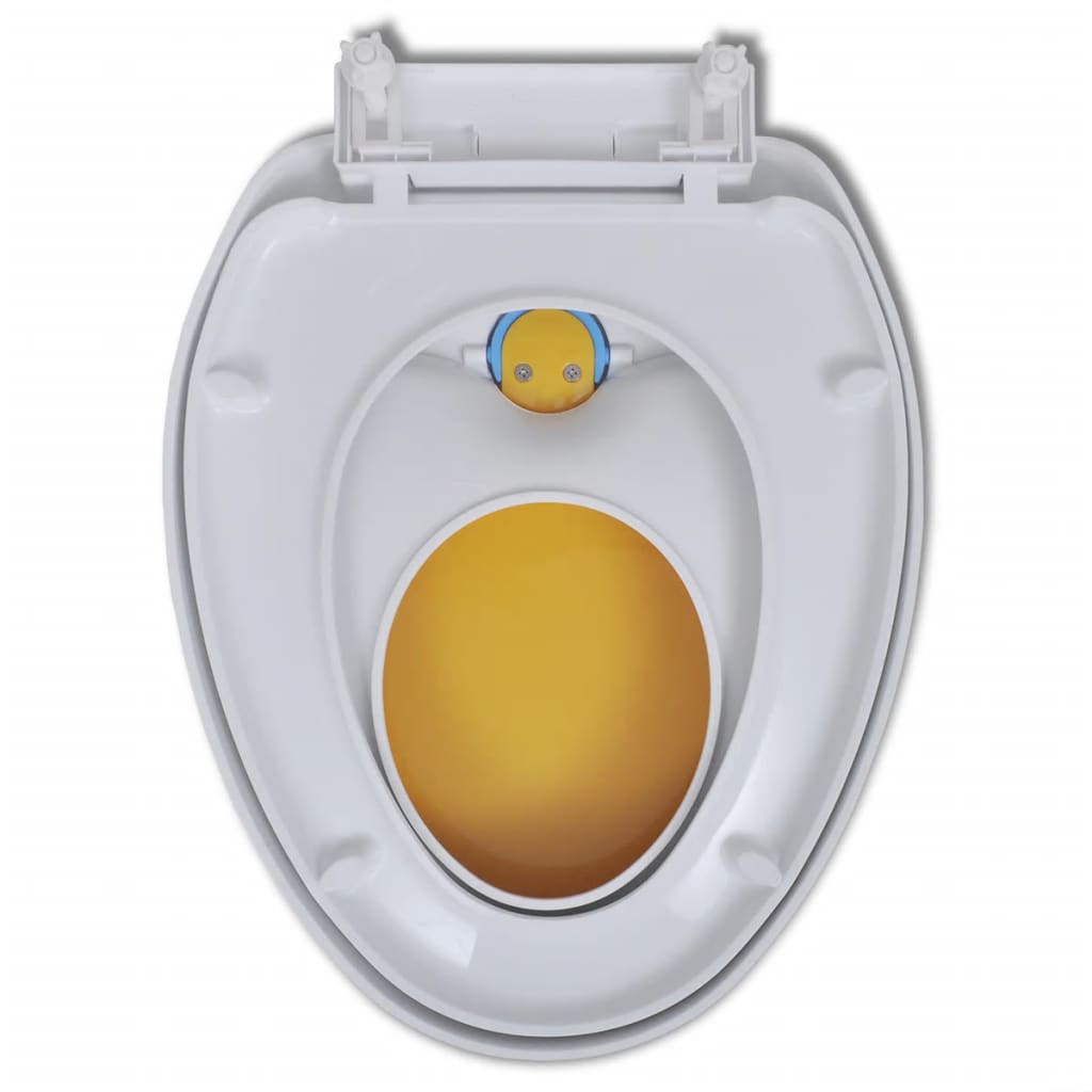 Capace WC închidere silențioasă, 2 buc., alb & galben, plastic