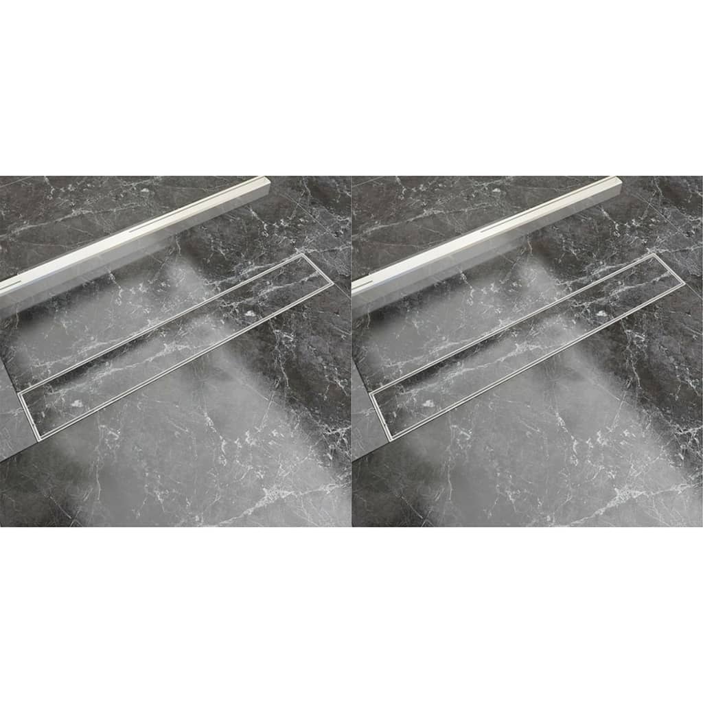 Rigolă liniară de duș 2 buc., 730 x 140 mm, oțel inoxidabil