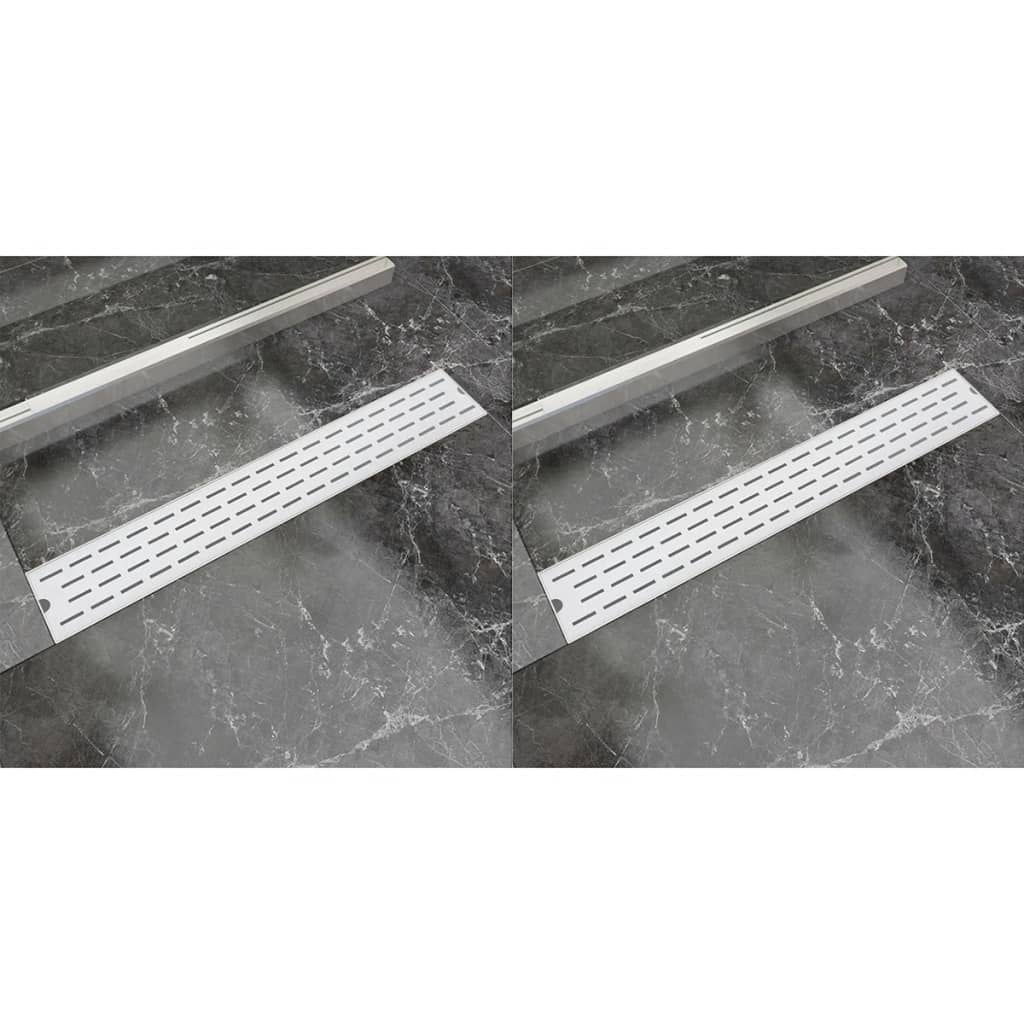 Rigolă liniară de duș 2 buc., 730x140 mm, oțel inoxidabil val
