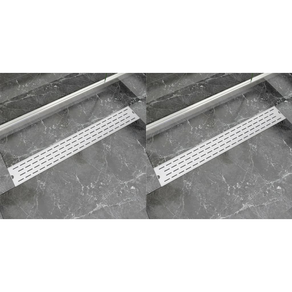 Rigolă liniară de duș, 2 buc. 830x140 mm oțel inoxidabil, linii