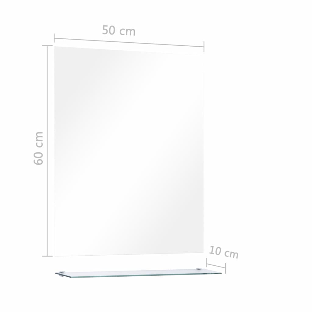 Oglindă de perete cu raft, 50 x 60 cm, sticlă securizată