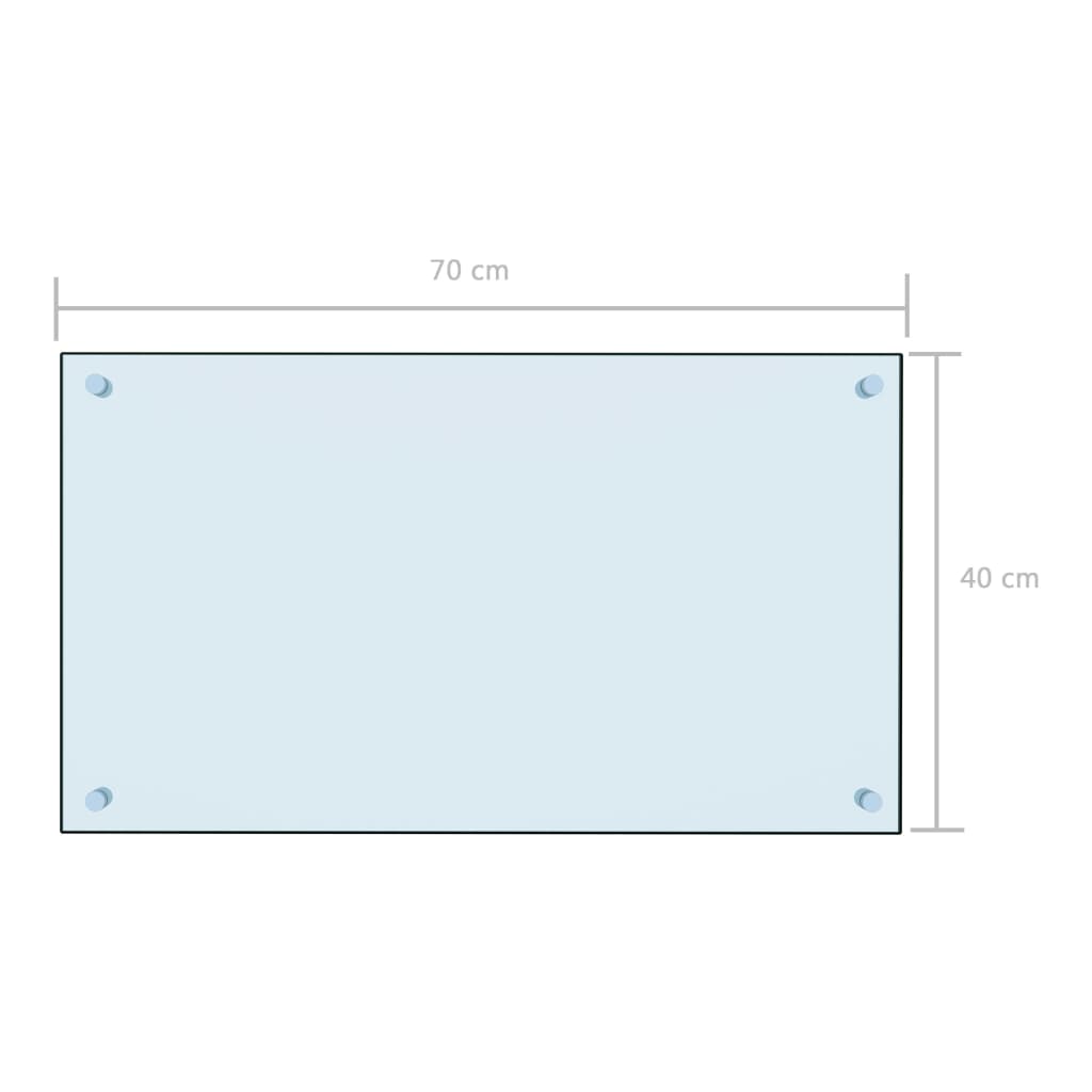 Panou antistropi bucătărie, alb, 70x40 cm, sticlă securizată