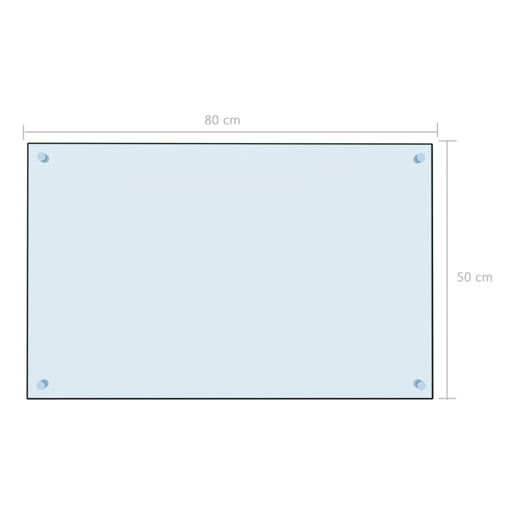 Panou antistropi bucătărie, alb, 80x50 cm, sticlă securizată