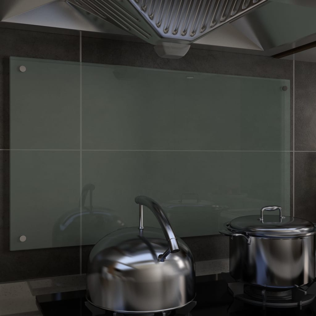 Panou antistropi bucătărie, alb, 90x50 cm, sticlă securizată