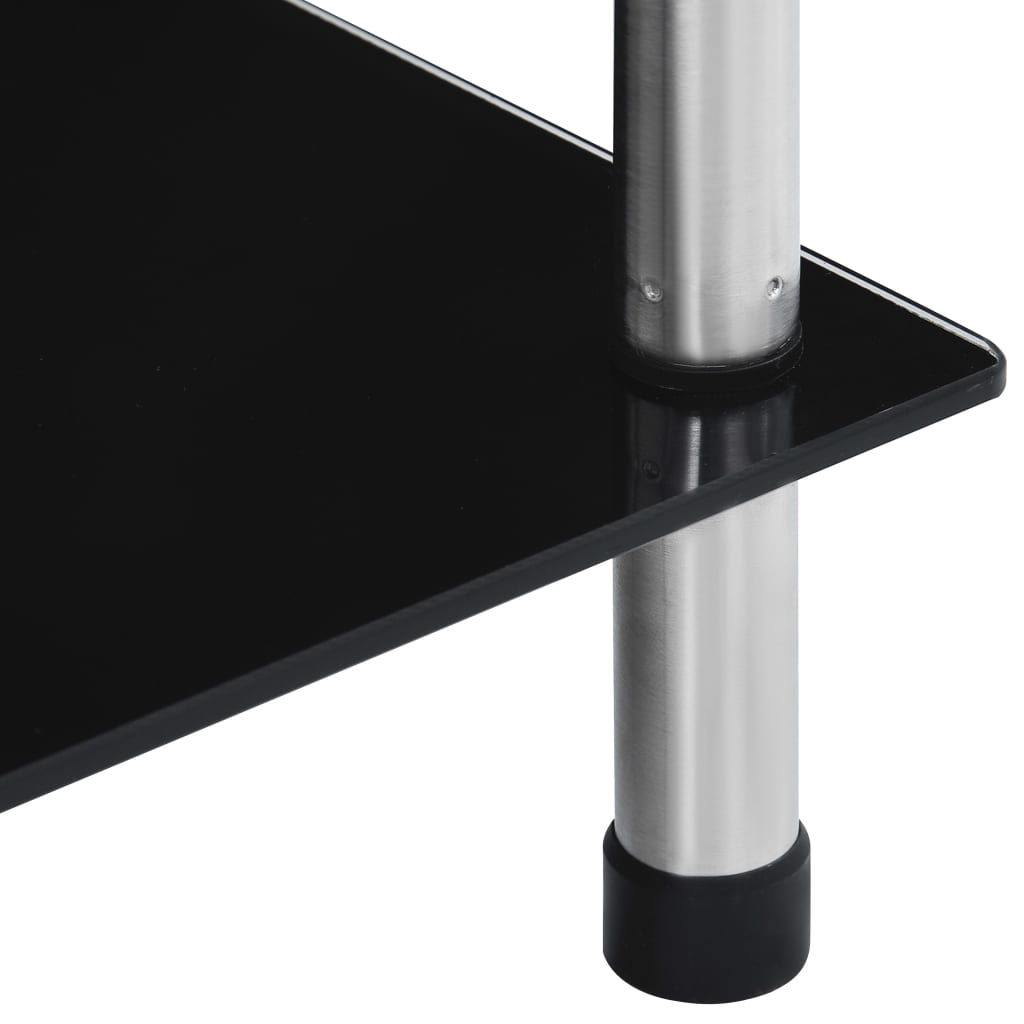Raft cu 5 niveluri, negru, 40 x 40 x 130 cm, sticlă securizată