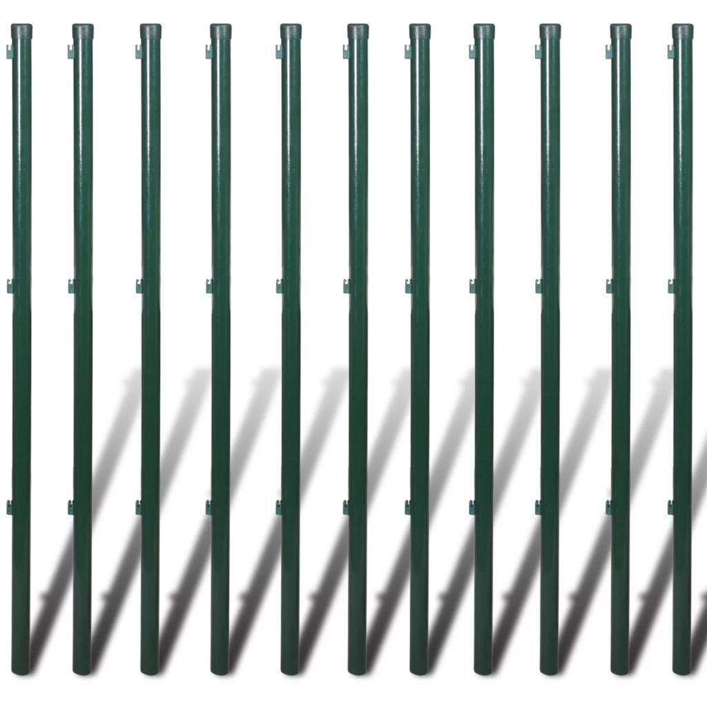 Gard de legătură plasă, stâlpi, verde, 1x25 m, oțel galvanizat