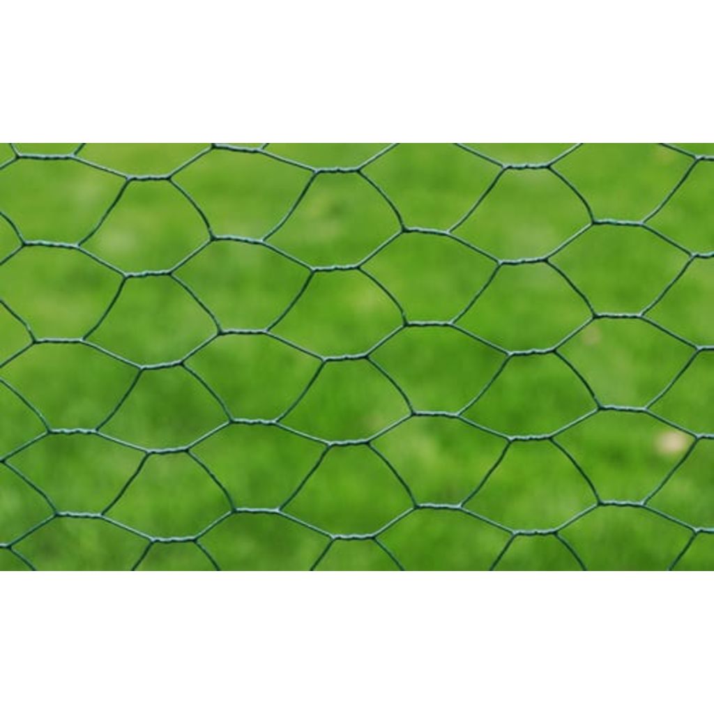 Plasă de sârmă găini, verde, 25 x 0,5 m, oțel galvanizat cu PVC
