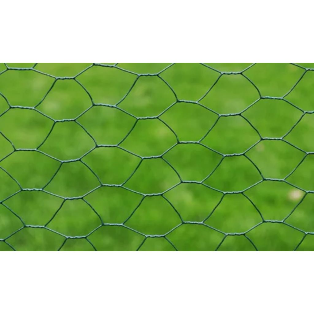 Plasă de sârmă găini, verde, 25x0,75 m, oțel galvanizat cu PVC