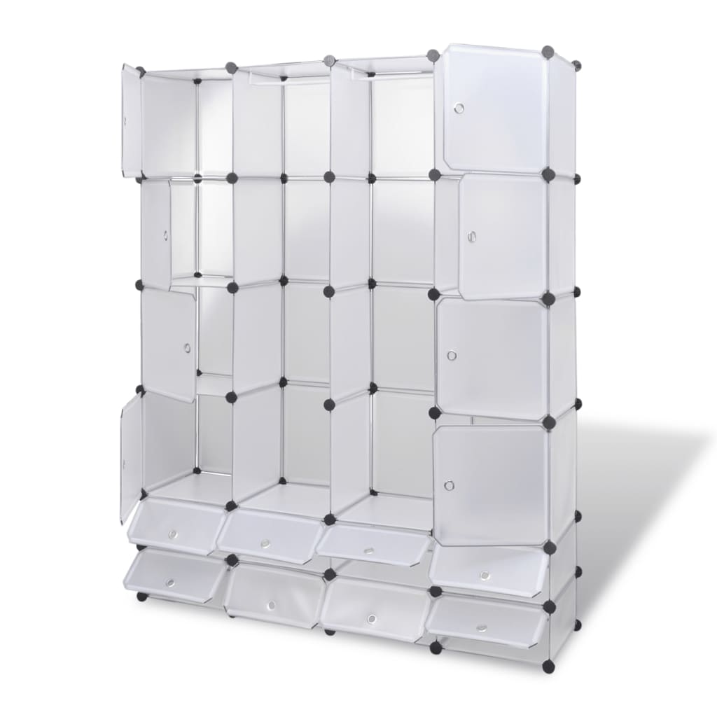 Dulap modular cu 18 compartimente alb 37 x 146 x 180,5 cm