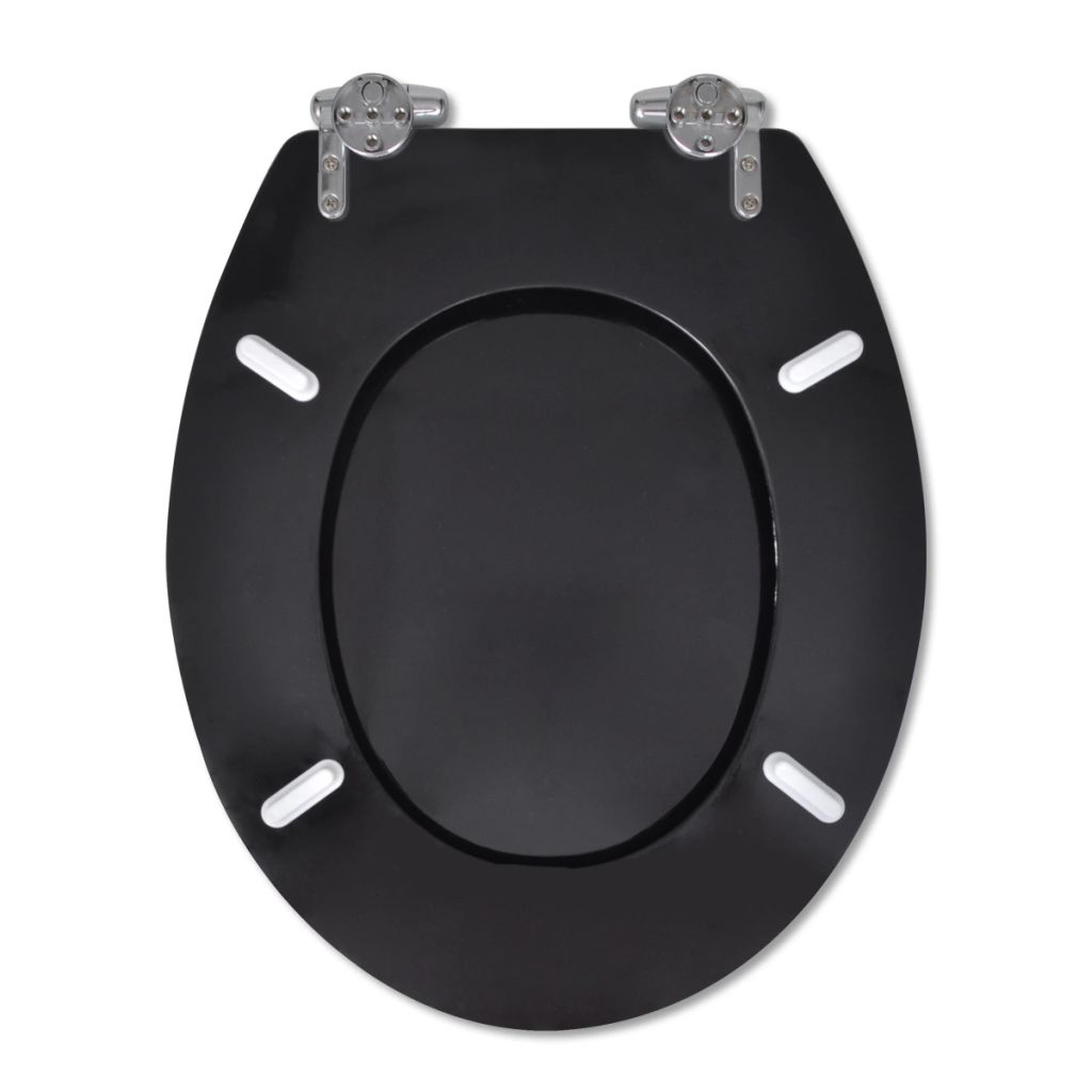 Capac WC cu închidere silențioasă negru MDF design simplu
