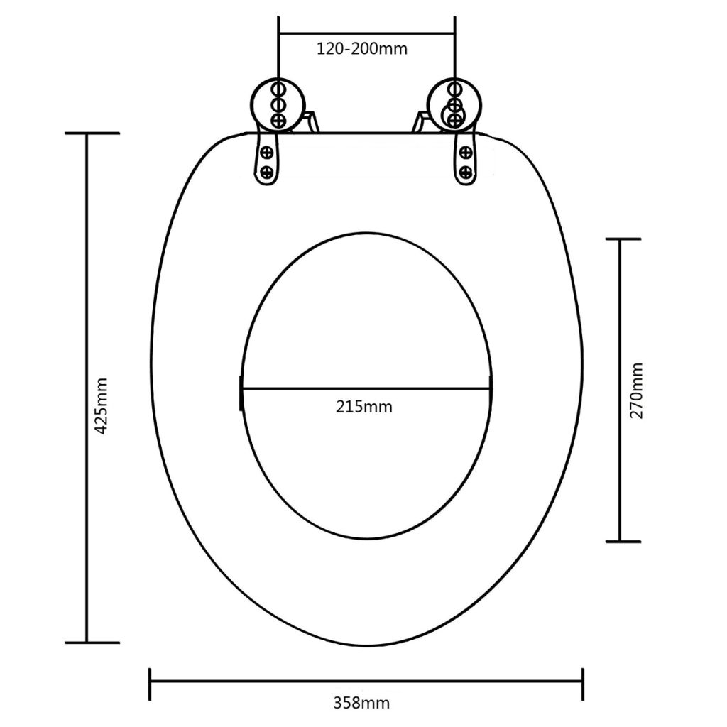 Capac WC cu închidere standard negru MDF design simplu