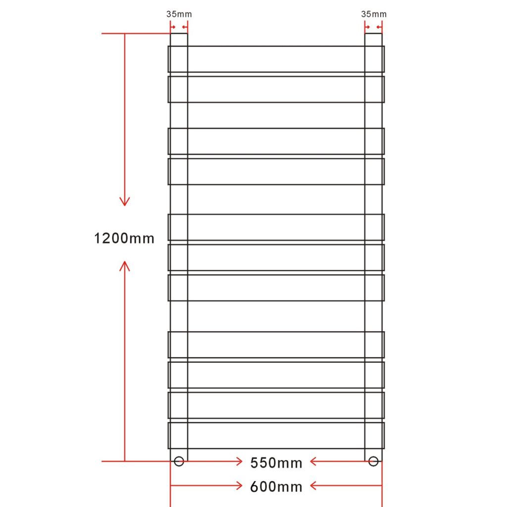 Radiator port-prosop încălzire centrală baie, drept, 600 x 1200 mm