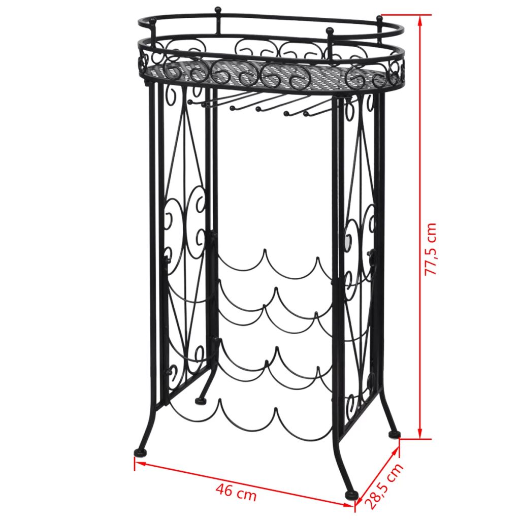 Suport sticle de vin pentru 9 sticle, cu suport pahar, metal