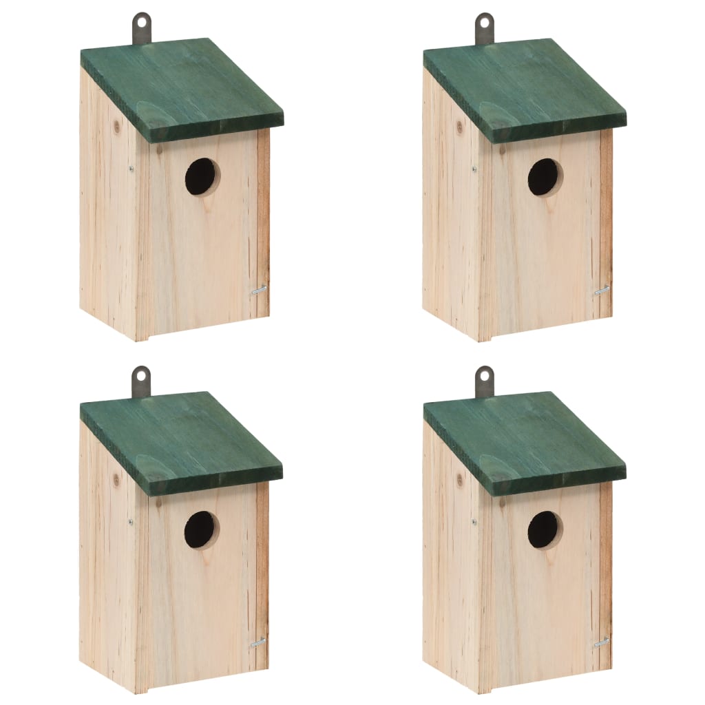 Căsuțe de păsări, 4 buc., 12 x 12 x 22 cm, lemn