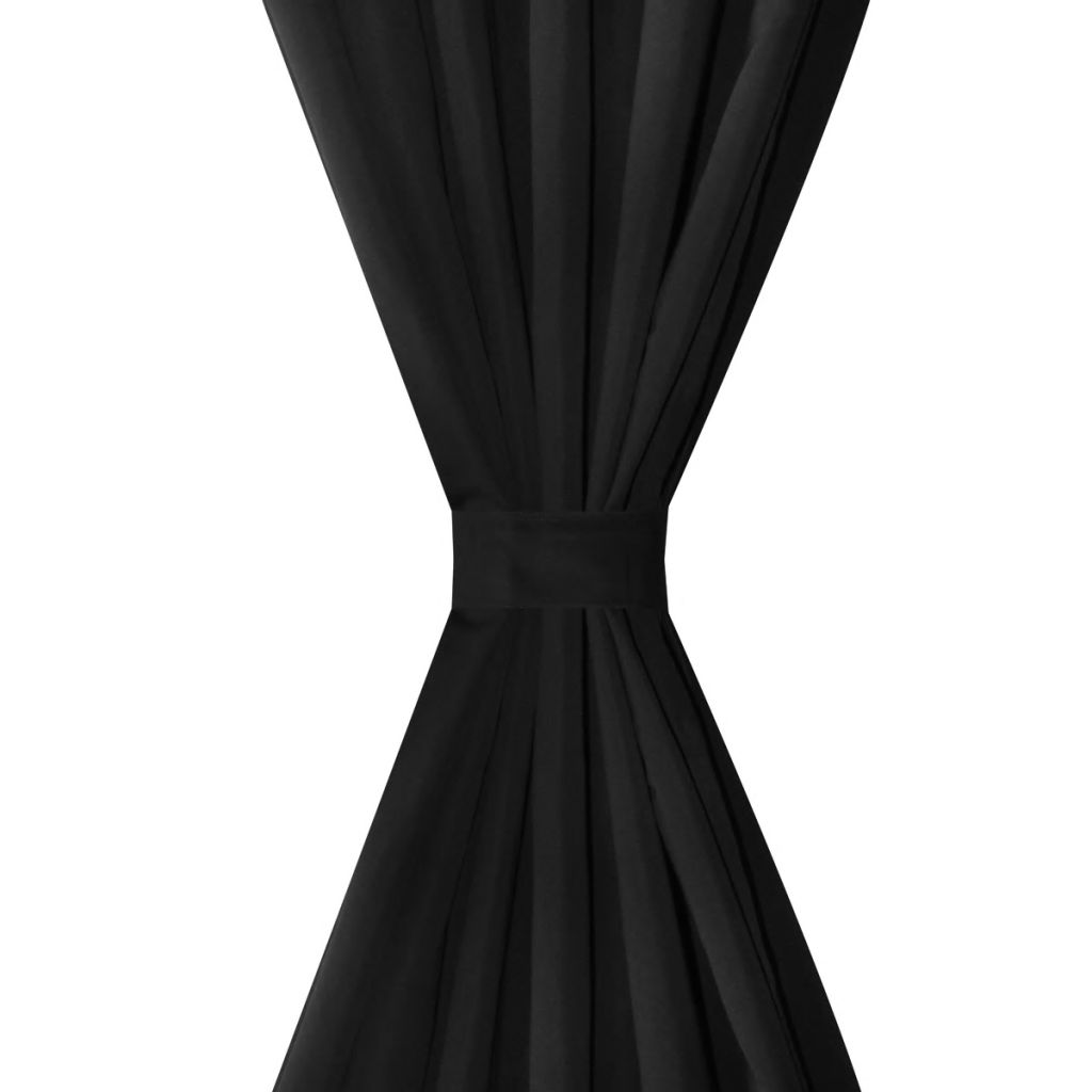 Draperii micro-satin cu bride, 140 x 175 cm, negru, 2 buc.