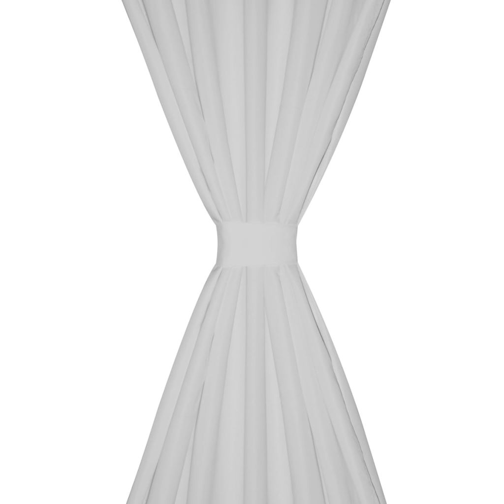 Draperii micro-satin cu bride, 140 x 175 cm, alb, 2 buc.