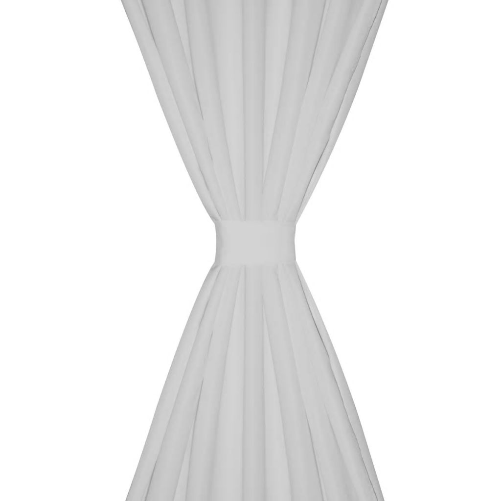 Draperii micro-satin cu bride, 140 x 245 cm, alb, 2 buc.