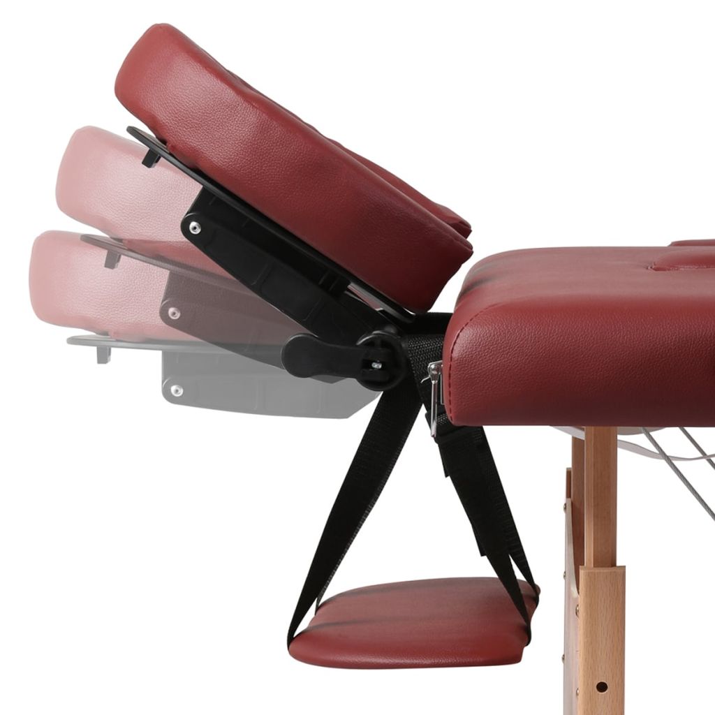 Masă de masaj pliabilă 2 părți cadru din lemn Roșu