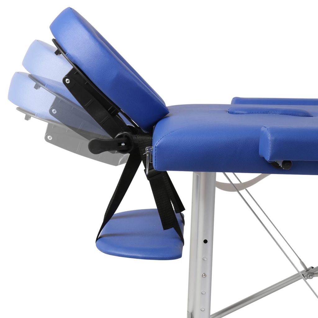 Masă de masaj pliabilă 2 părți cadru din aluminiu Albastru