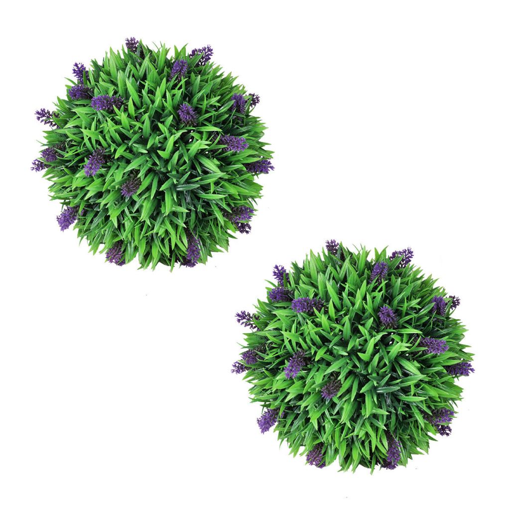 Set de 2 sfere de iarbă artificială și lavandă 36 cm