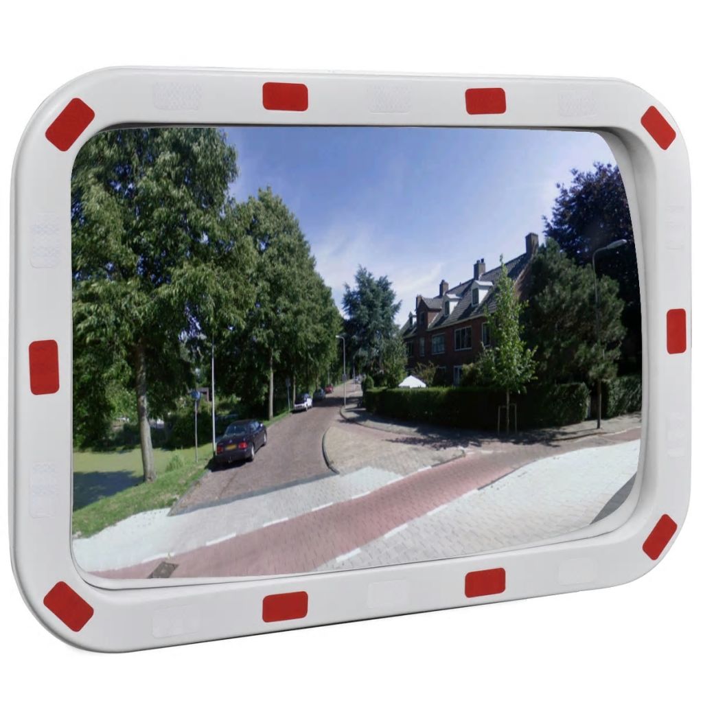 Oglindă rutieră dreptunghiulară convexă cu reflectoare 40 x 60 cm