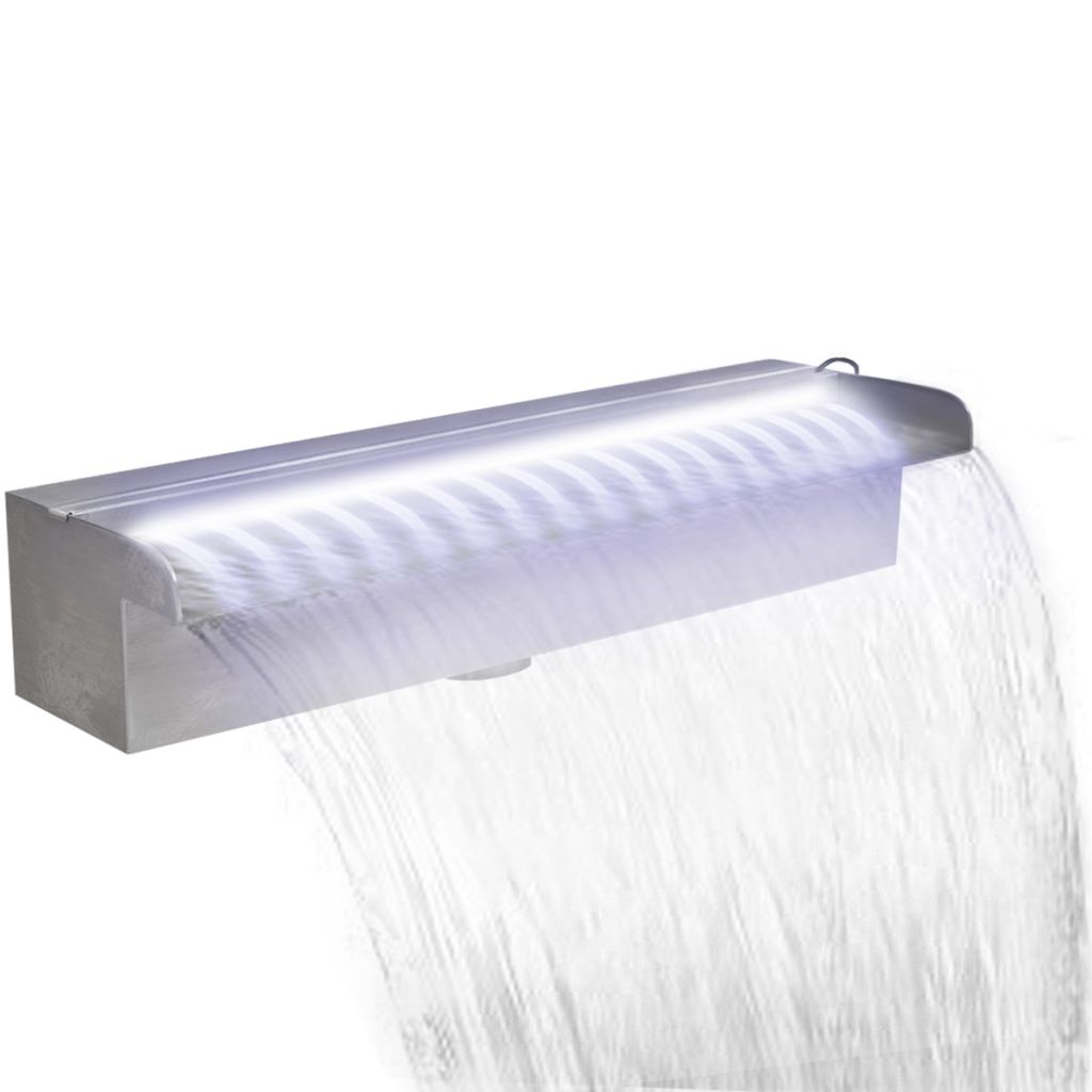 Fântână piscină dreptunghiulară, LED-uri oțel inoxidabil, 45 cm