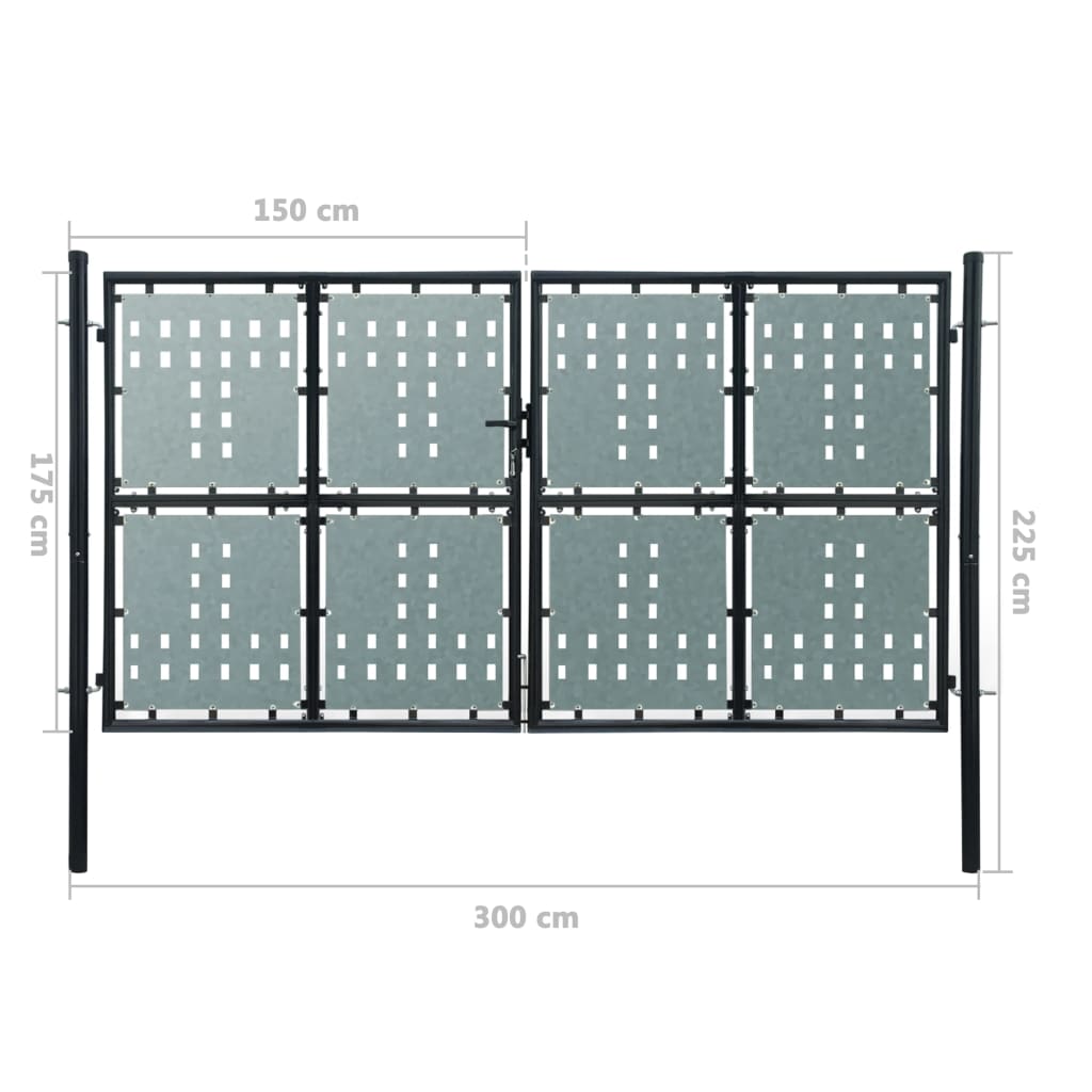 Poartă dublă neagră pentru gard 300 x 225 cm