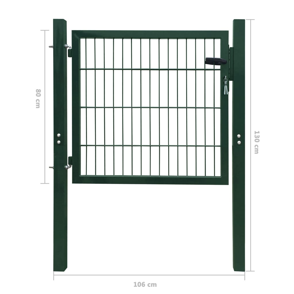 Poartă 2D pentru gard (simplă) 106 x 130 cm, verde