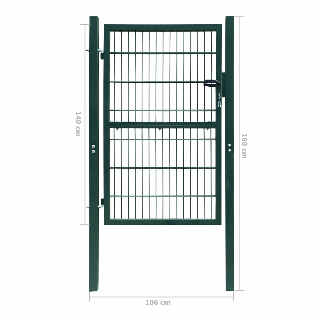 Poartă 2D pentru gard (simplă) 106 x 190 cm, verde