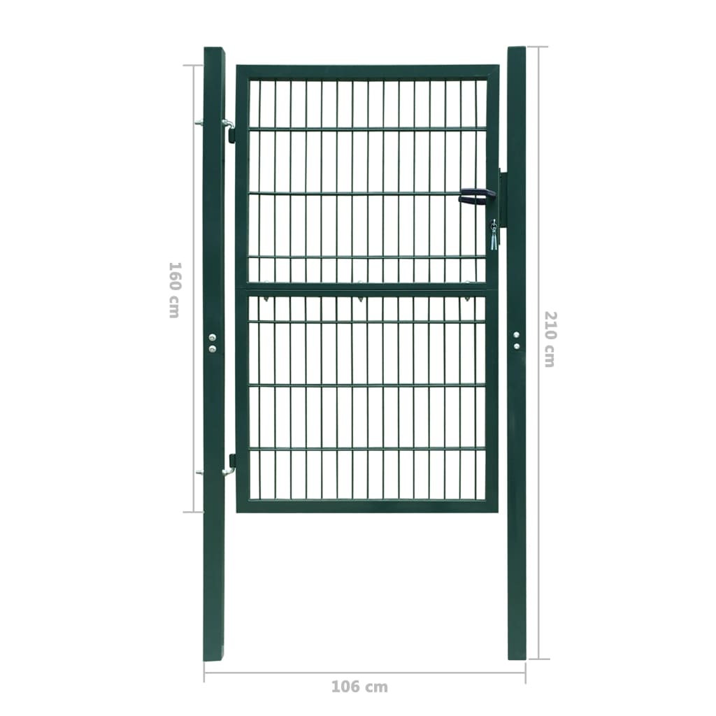 Poartă 2D pentru gard (simplă) 106 x 210 cm, verde