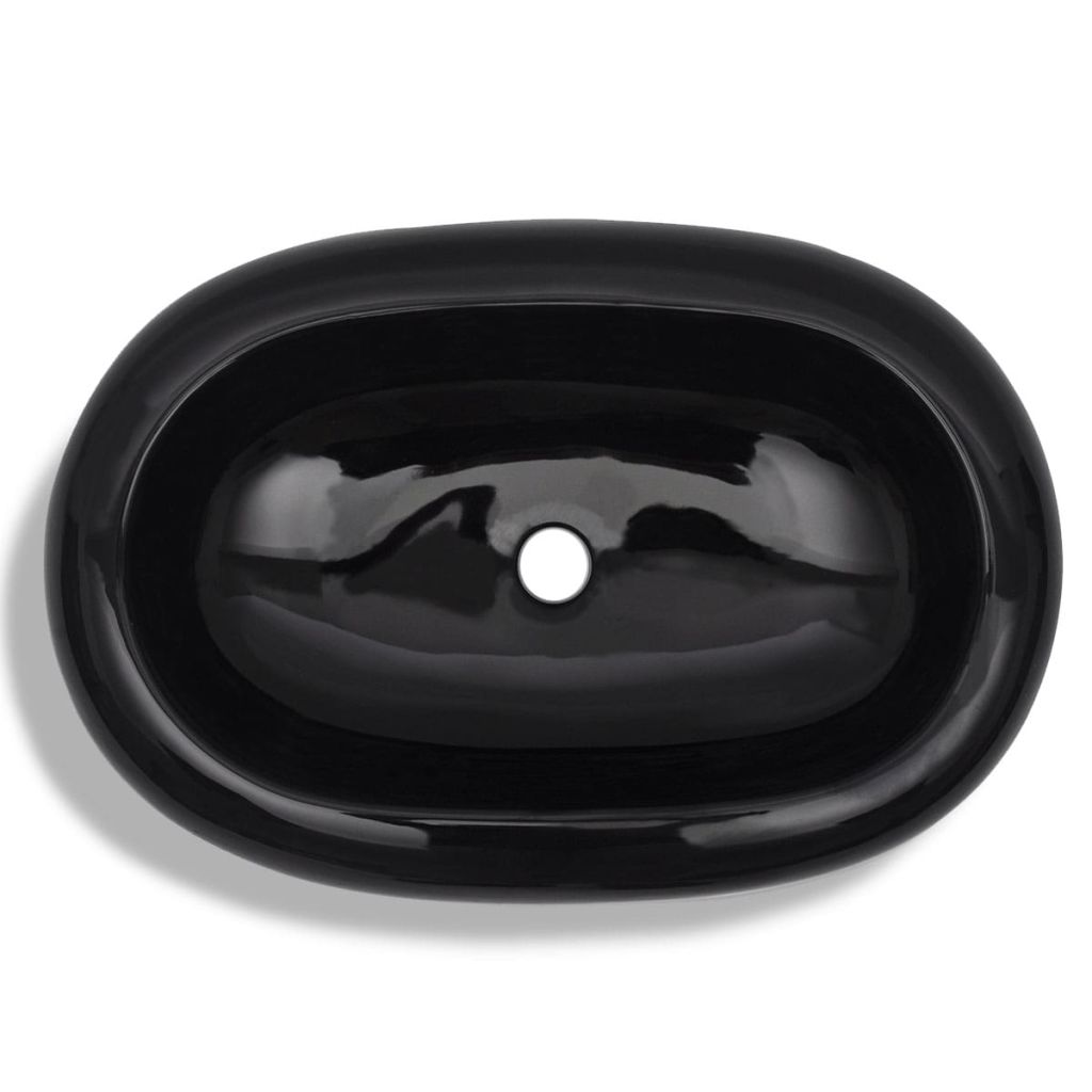 Chiuvetă de baie din ceramică, ovală, negru