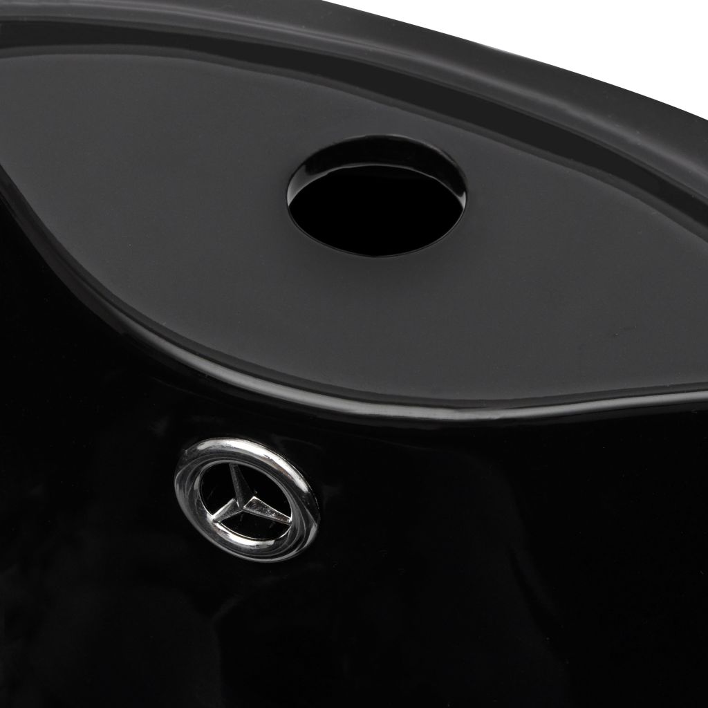 Chiuvetă ceramică verticală rotundă baie bazin/Gaură scurgere, negru