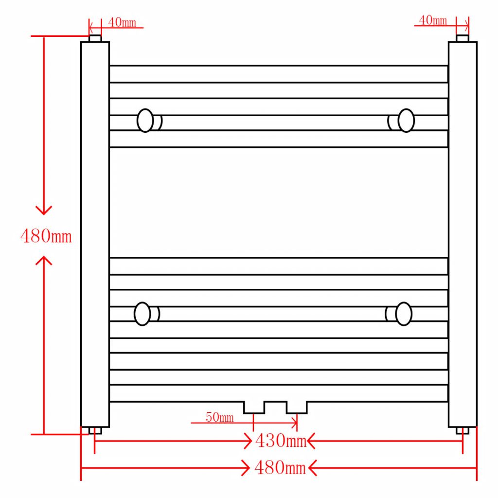 Radiator port-prosop încălzire centrală baie, drept, 480 x 480 mm, gri