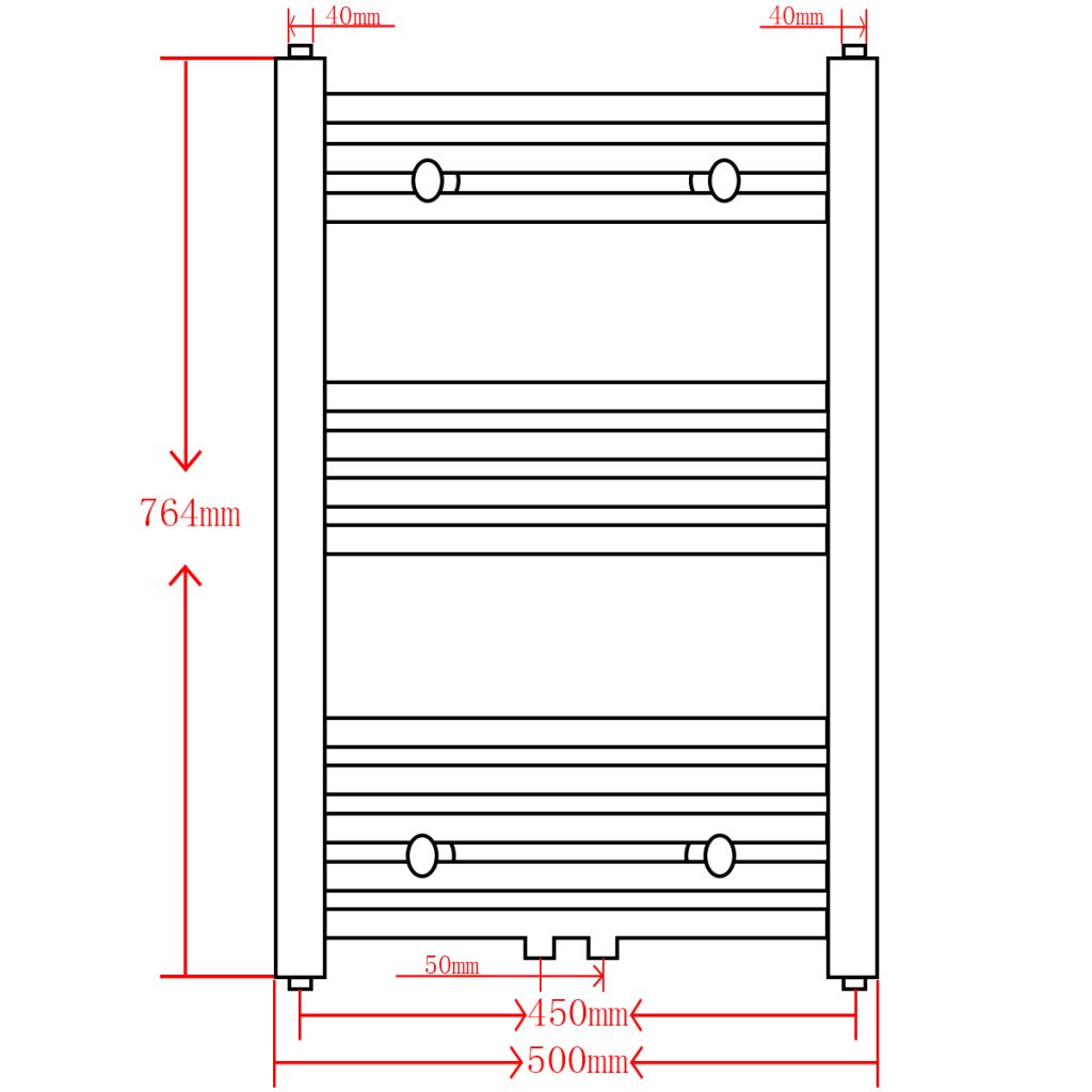 Radiator port-prosop încălzire centrală baie, drept, 500 x 764 mm, gri