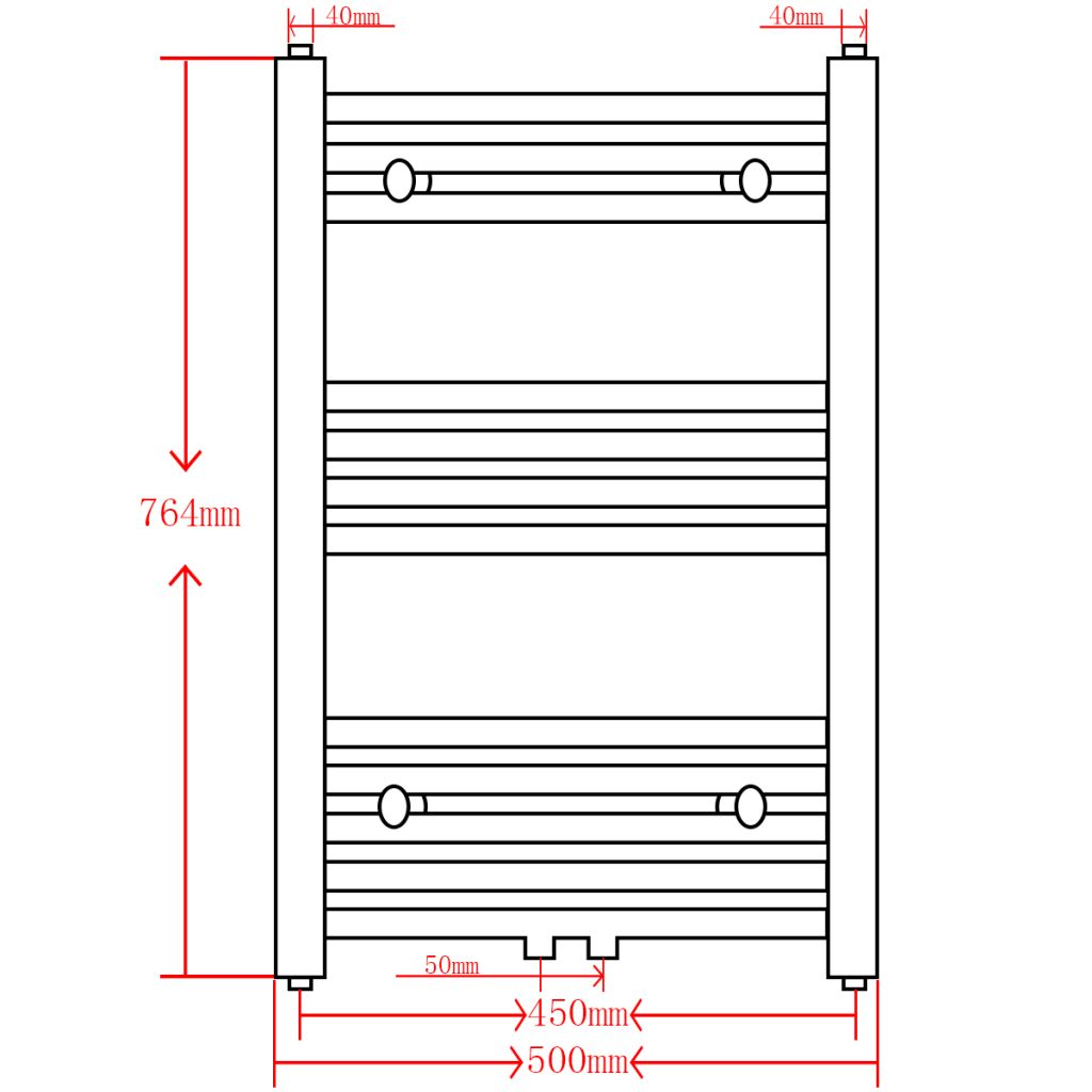 Radiator port-prosop încălzire baie, curbat, 500 x 764 mm, negru