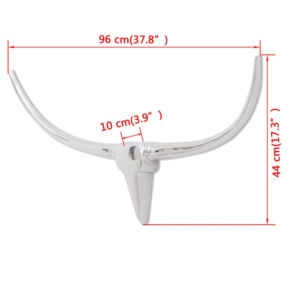 Decorațiune pentru perete tip cap de taur, aluminiu, 96 cm, Argintiu