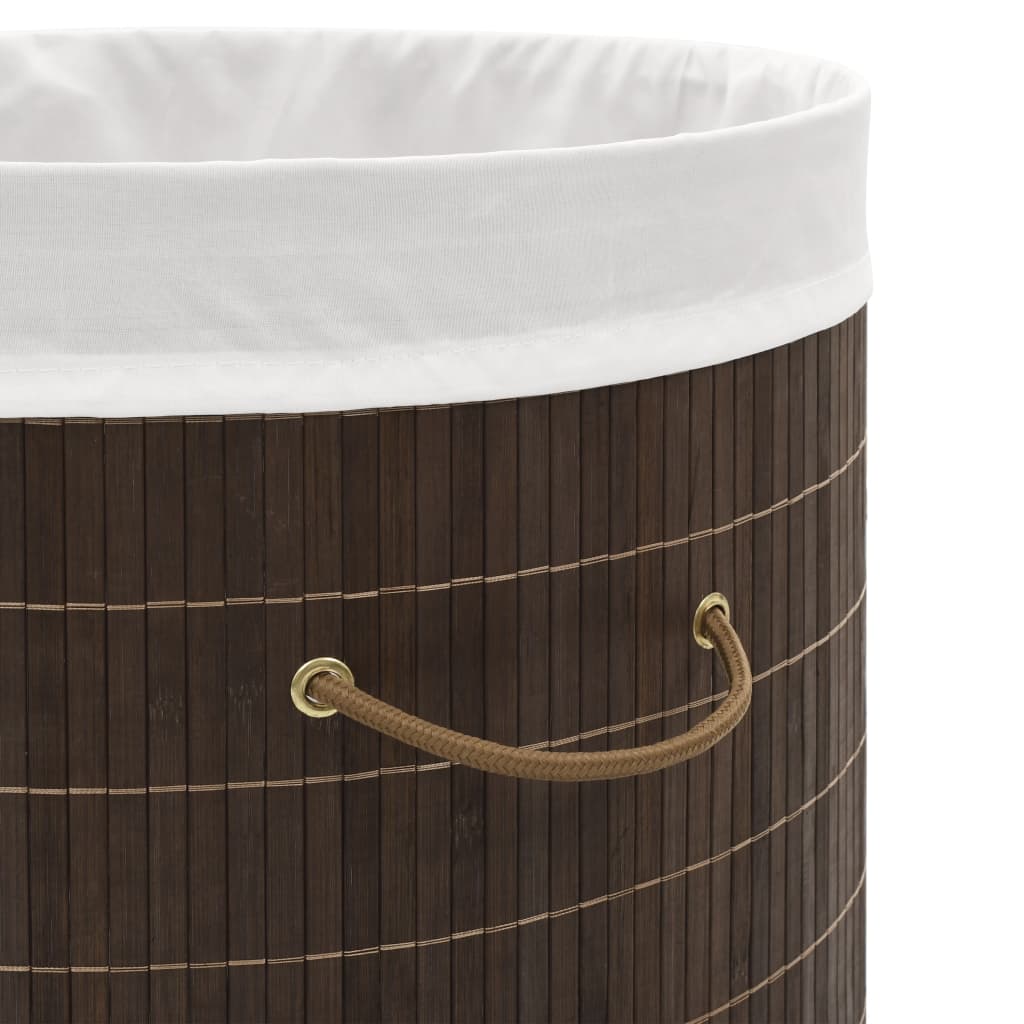Coș de rufe din bambus, oval, maro închis