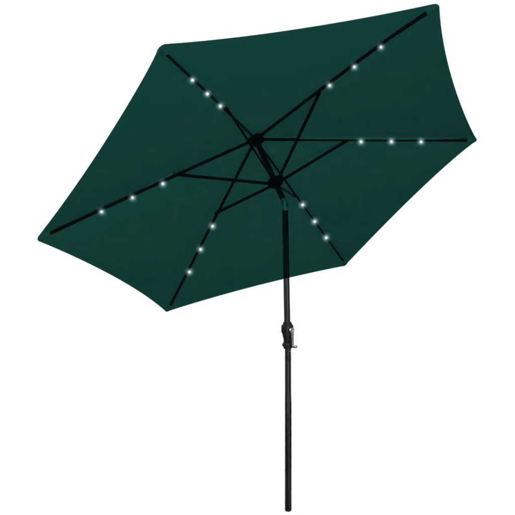 Umbrelă de soare cu LED 3 m, Verde