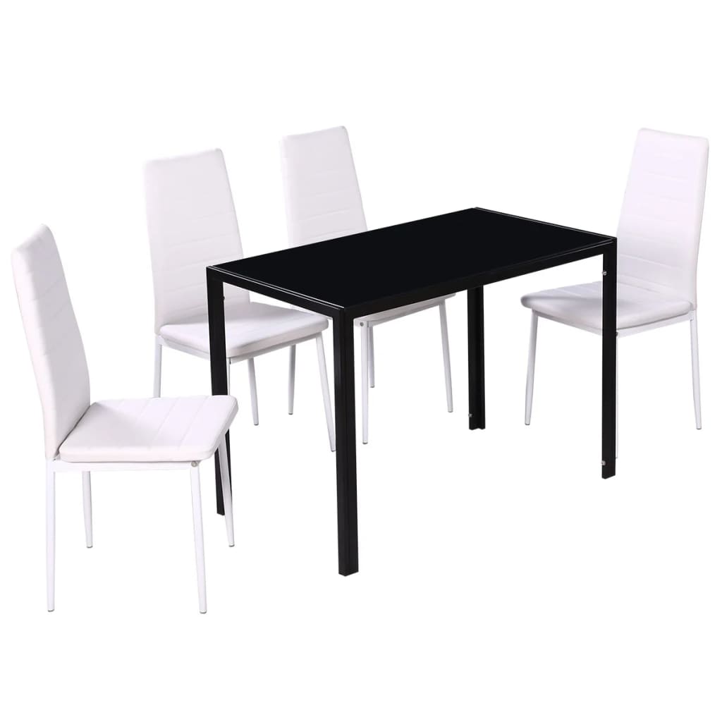 Set masă și scaune de bucătărie, cinci piese, negru