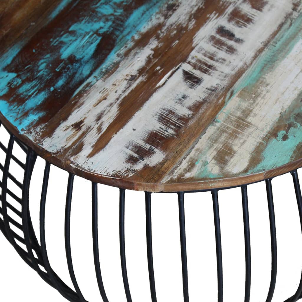 Masă de cafea rotundă, lemn reciclat de esență tare, 68x43 cm
