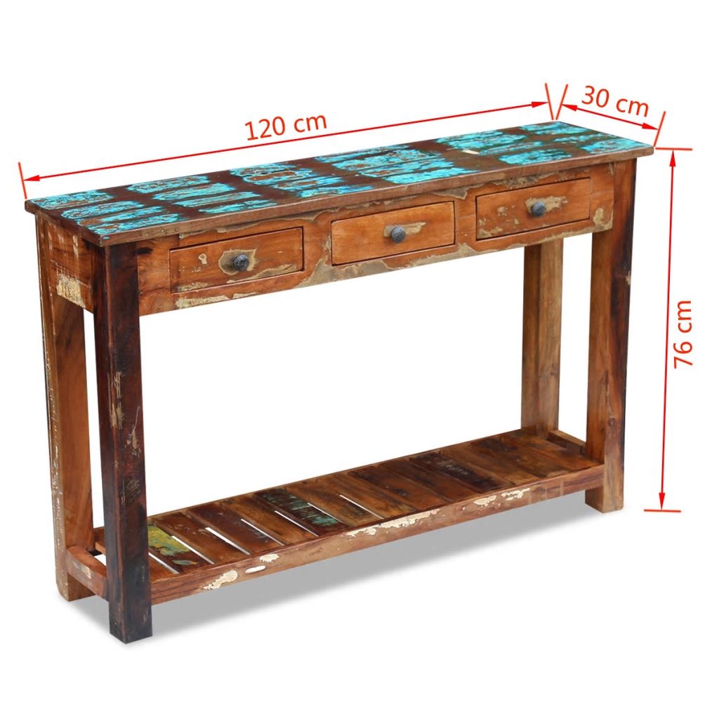 Masă consolă, lemn reciclat de esență tare, 120x30x76 cm