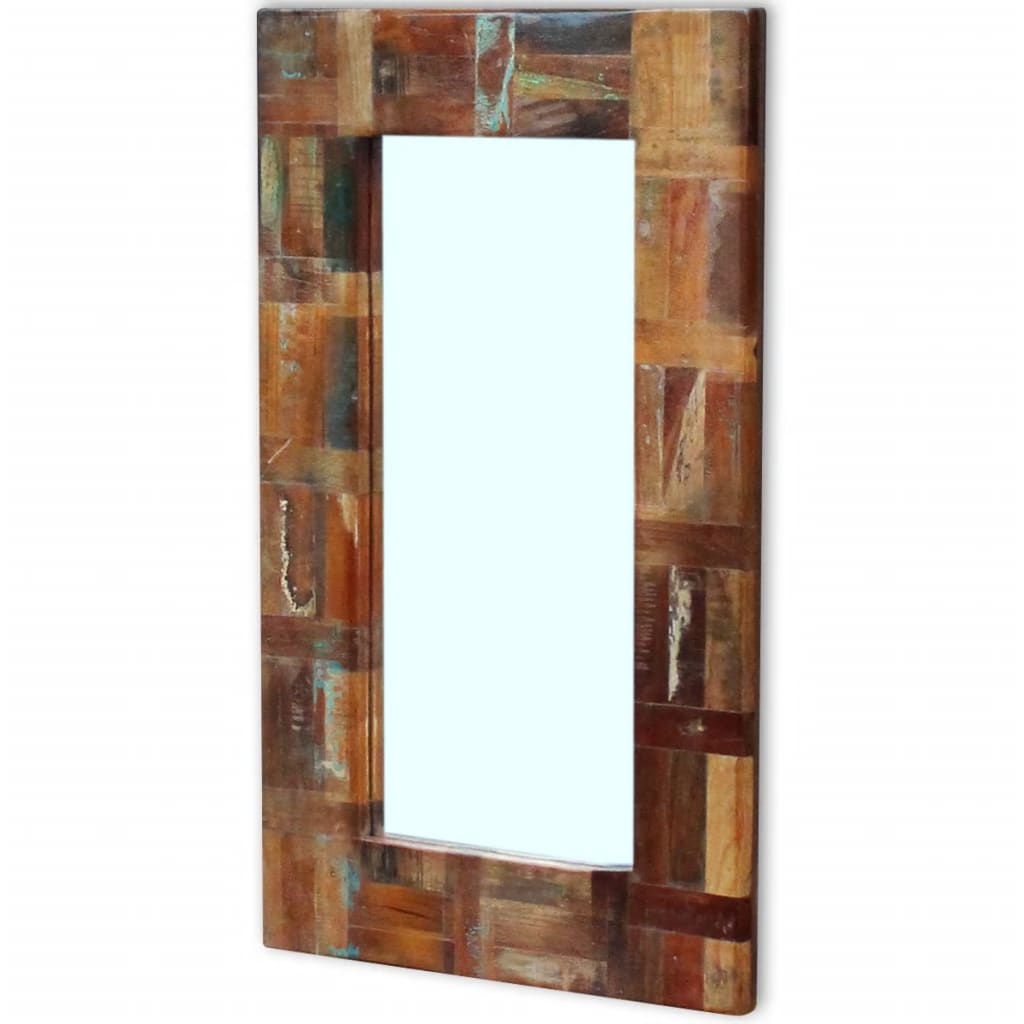 Oglindă din lemn reciclat de esență tare, 80x50 cm