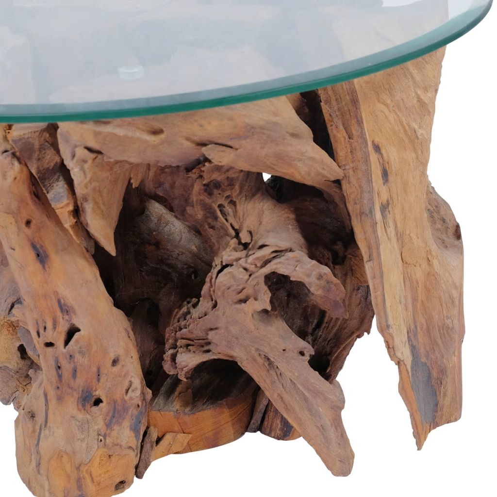 Măsuță de cafea, 60 cm, lemn masiv de tec erodat