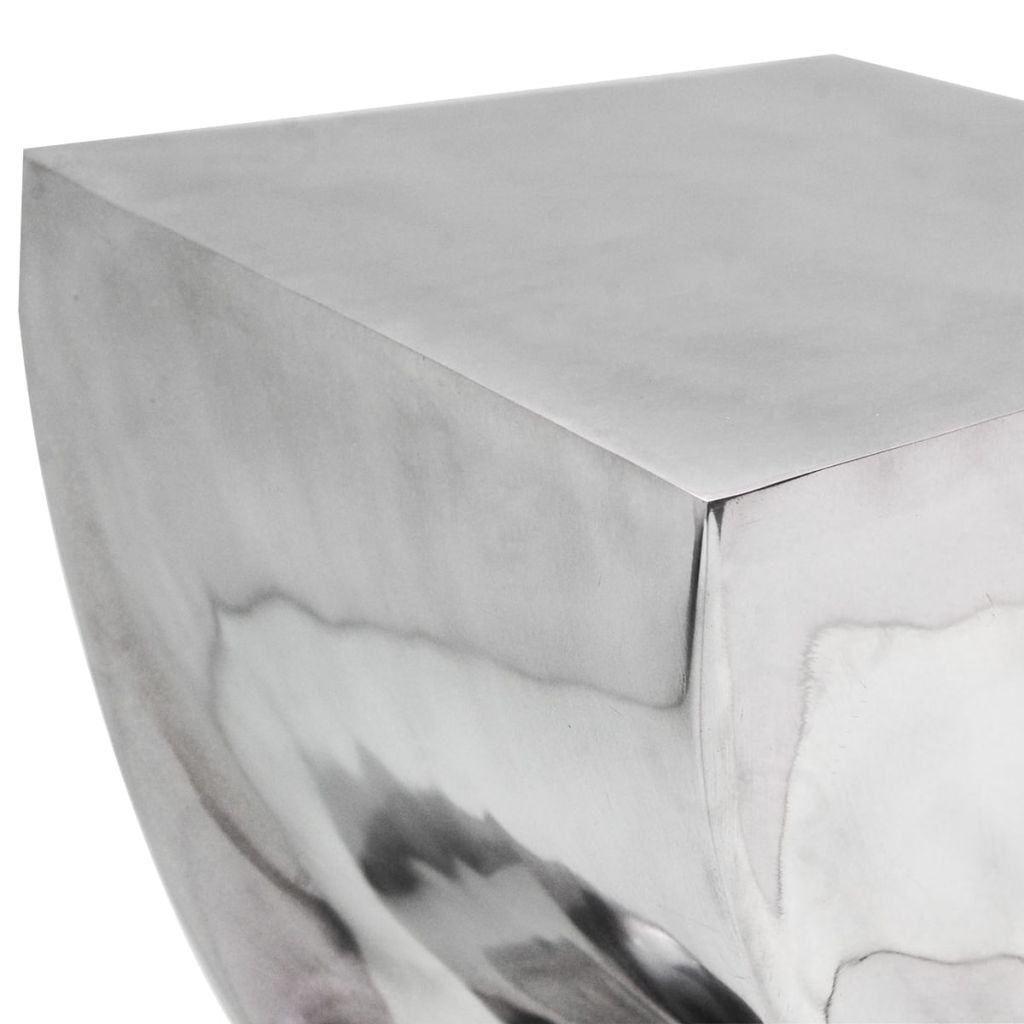 Scaun/Masă laterală cu formă răsucită, aluminiu, argintiu