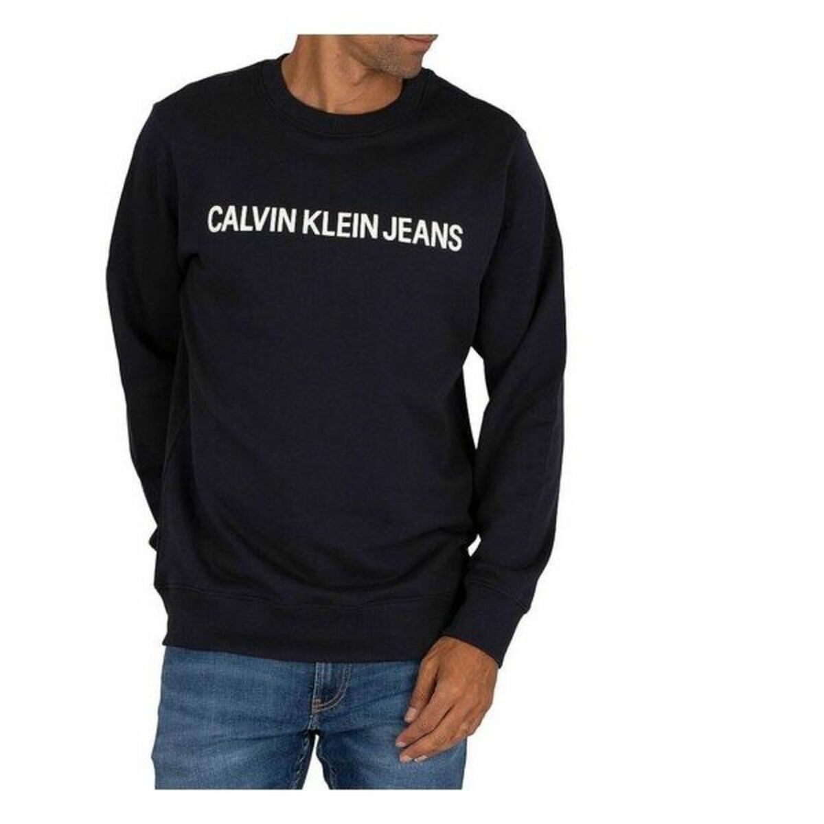 Hanorac fără Glugă Bărbați Calvin Klein CORE LOGO INTITUTIONAL J30 Marin - Mărime L